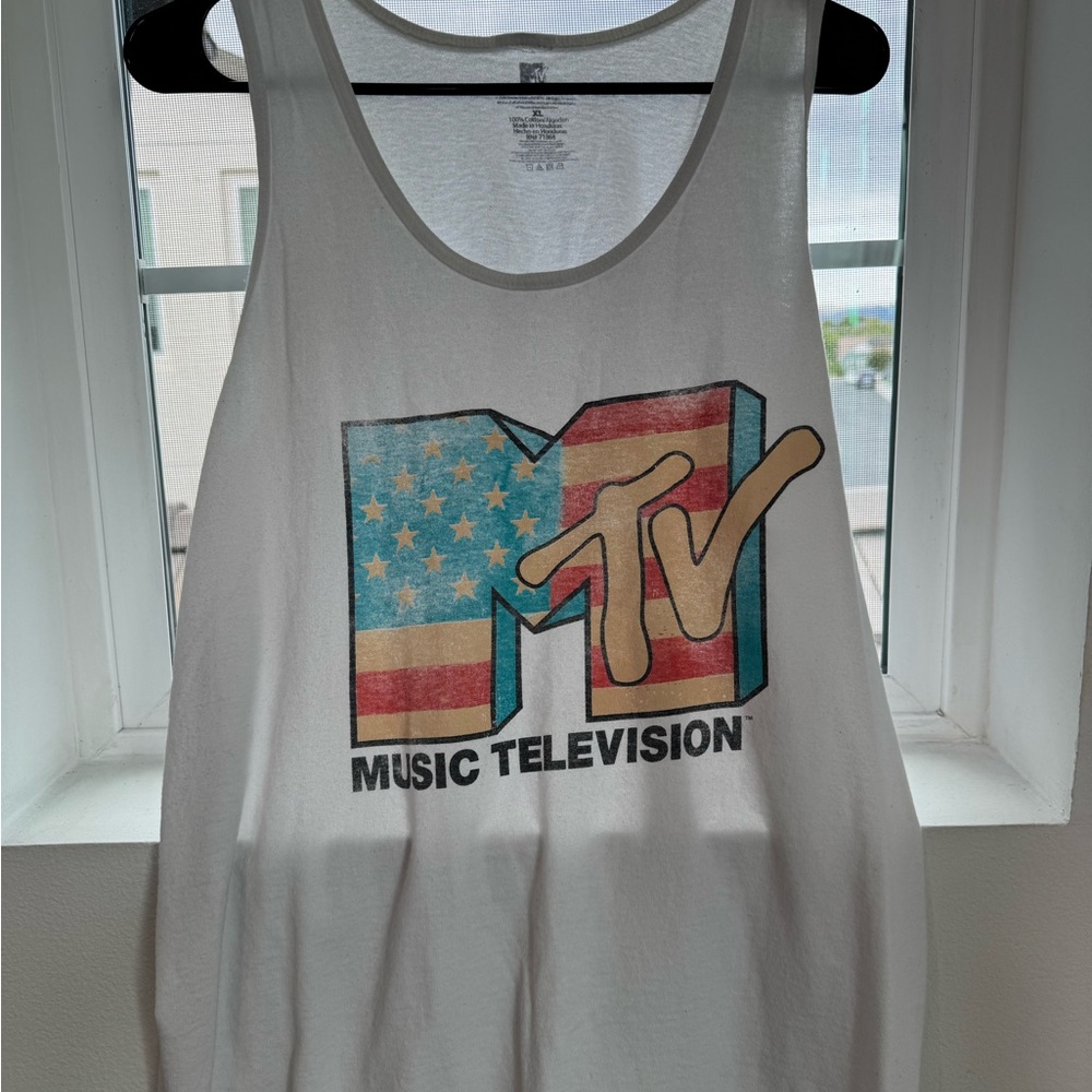 MTV Patriotic White Tank Top